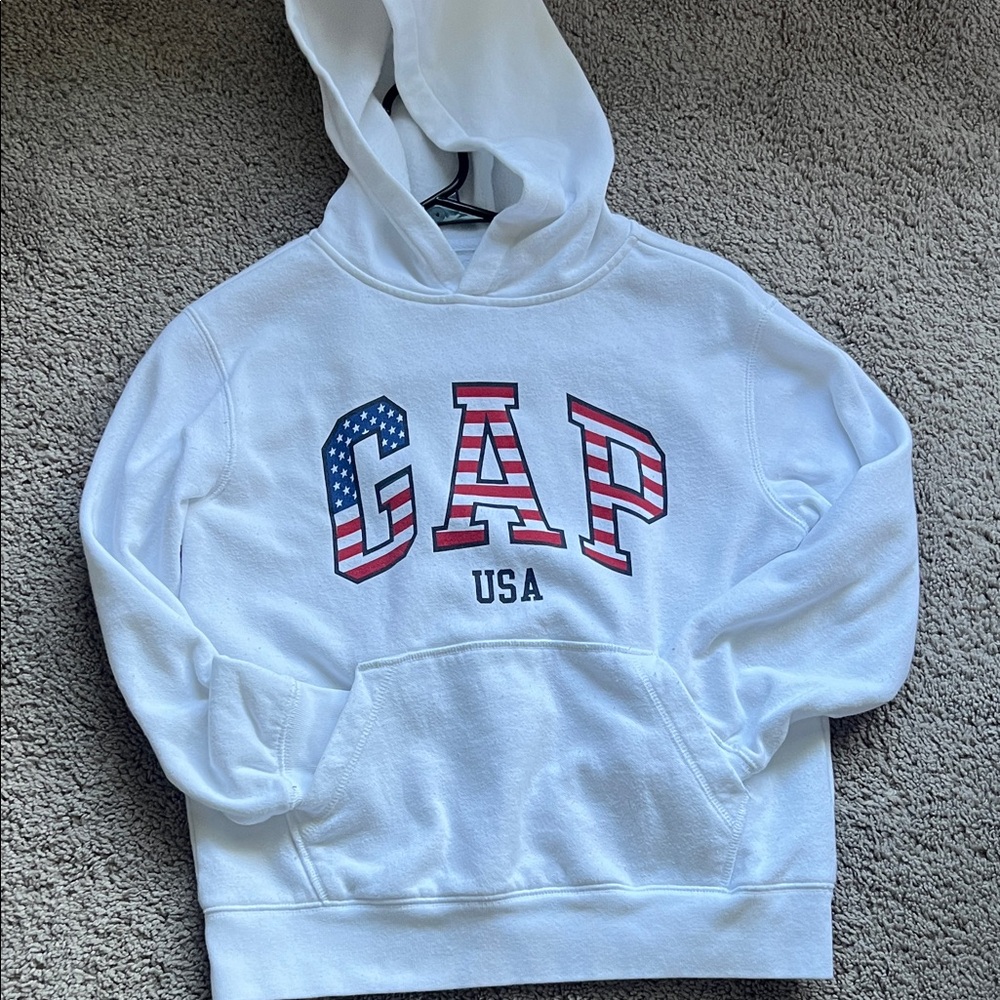 GAP Kids White Hoodie with American Flag Letters size M / 8